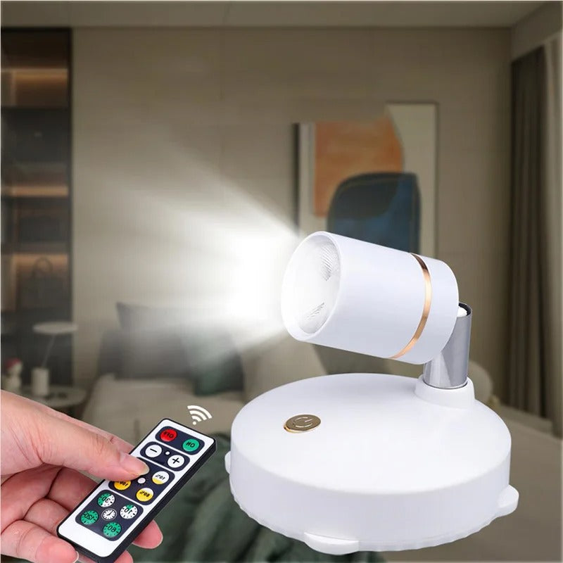 Lampe sans fil à LED – tête orientable, télécommande et variateur