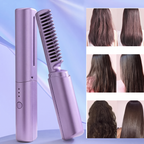 Peigne lissant chauffant sans fil – dents céramique, capuchon de protection