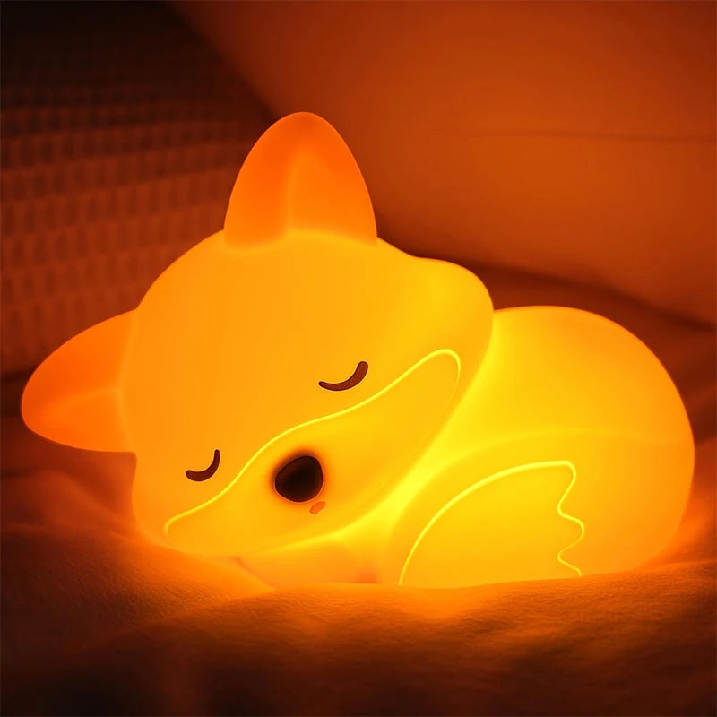 Veilleuse renard en silicone – rechargeable, minuterie et intensité réglable