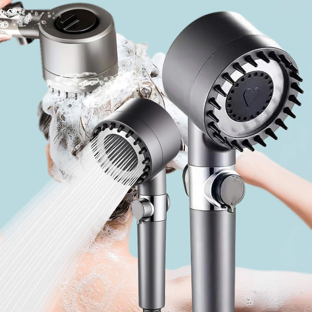 Pommeau de douche haute pression – trois jets et bouton d'arrêt