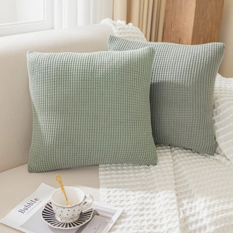 Housse de coussin jacquard gaufrée – relief tissé, fermeture invisible