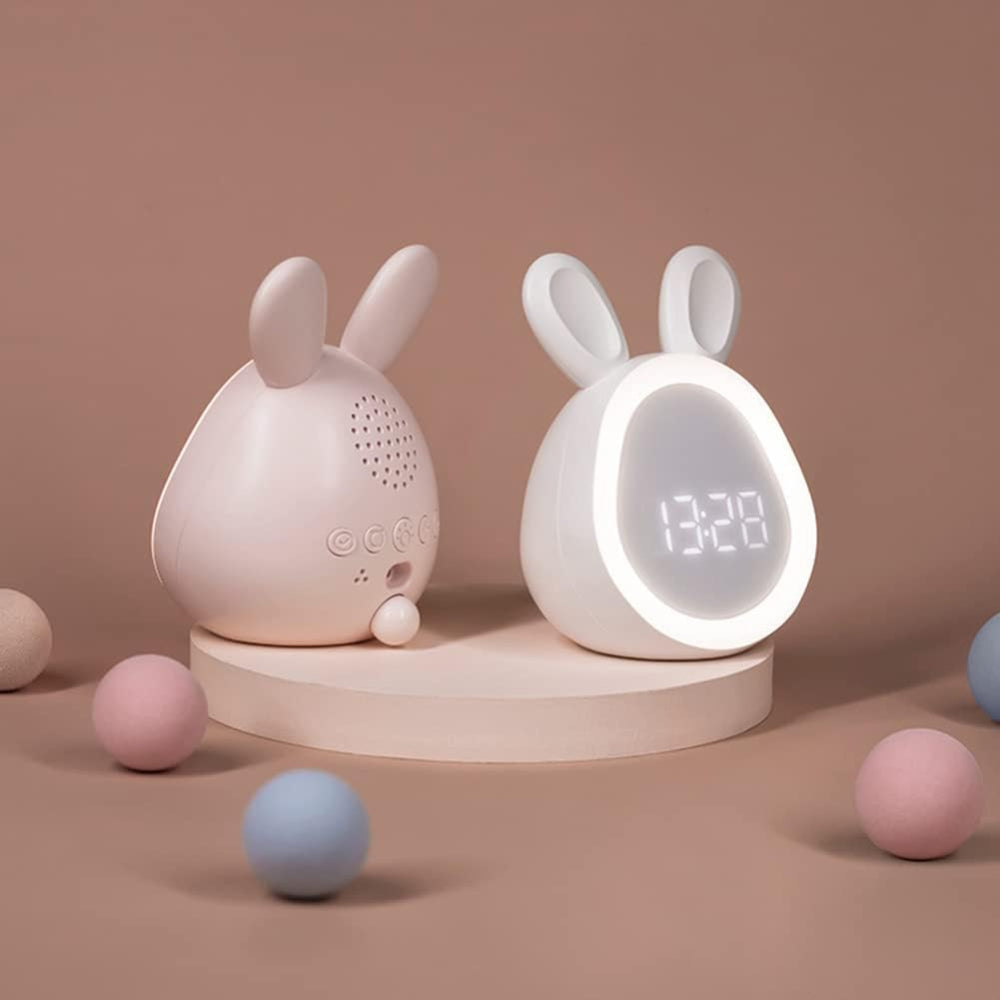 Réveil enfant en forme de lapin – veilleuse LED et alarme douce