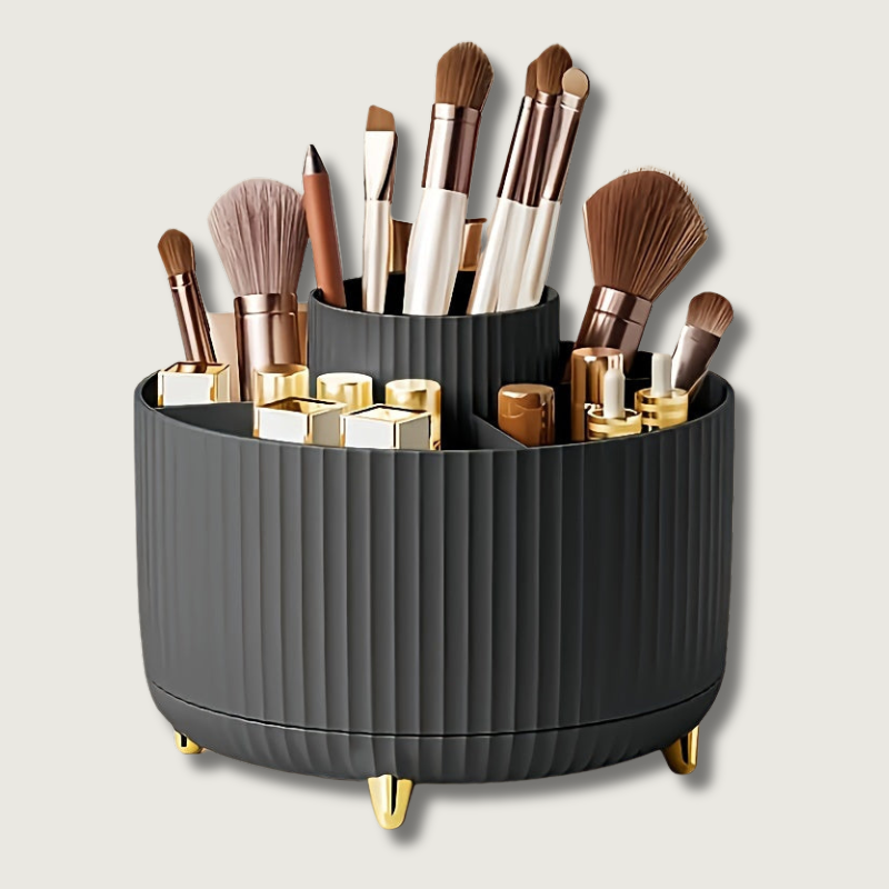 Rangement maquillage rotatif – cinq compartiments et base pivotante