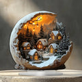 Décoration de Noël en acrylique – paysage enneigé sur socle