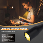 Lampe de lecture tour de cou – trois couleurs de lumière, variateur, rechargeable par USB