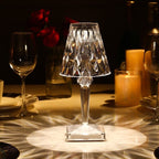 Lampe de table sans fil effet cristal – variateur tactile à trois intensités
