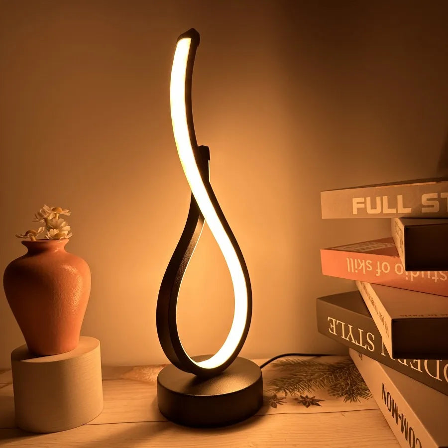 Lampe de chevet LED courbée – trois teintes et intensité réglable