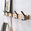 Porte-manteau mural en bois – cinq patères doubles pivotantes