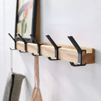 Porte-manteau mural en bois – cinq patères doubles pivotantes