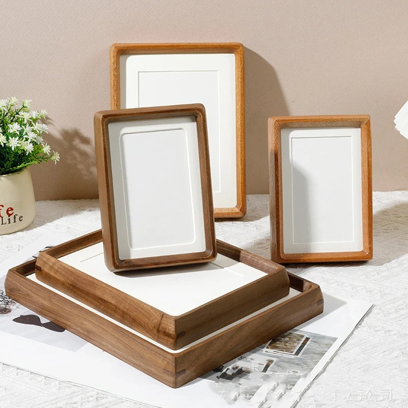 Cadre photo en bois à angles arrondis – à poser ou à suspendre, cinq formats