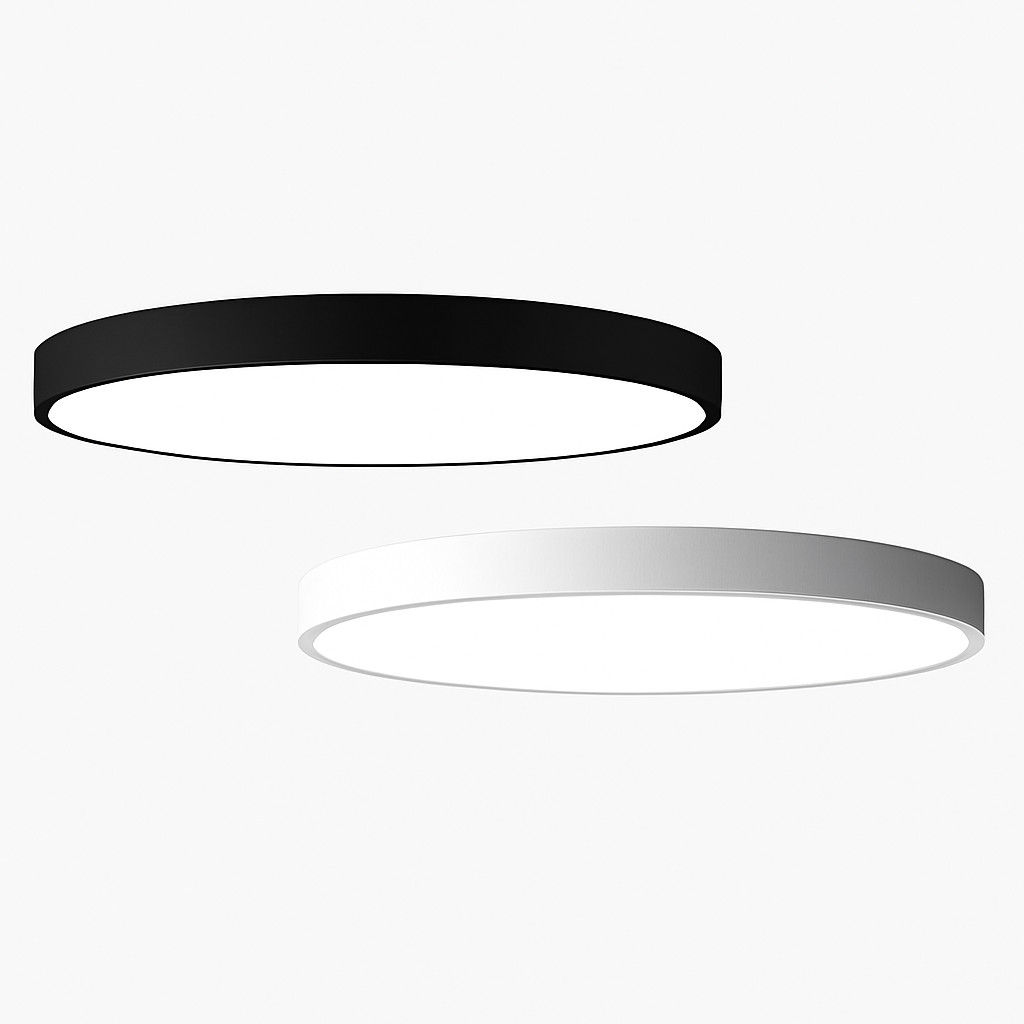 Plafonnier LED rond et extra plat – diffuseur en verre dépoli, montage semi-encastré