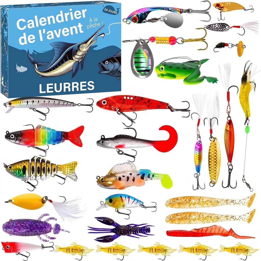 Calendrier de l'avent pêche – 24 leurres pour brochet, perche et truite