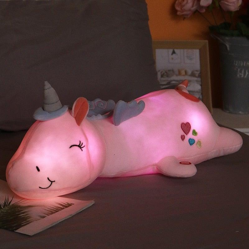 Peluche licorne lumineuse – LED multicolores et rembourrage velours