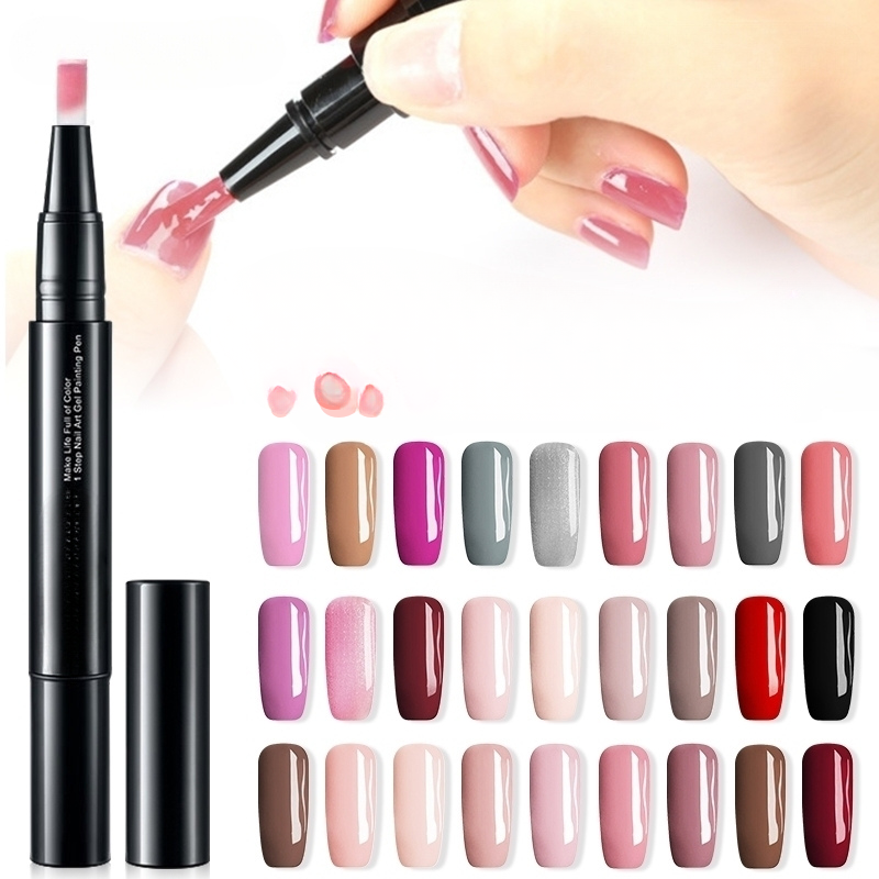Stylo vernis gel pour nail art – pointe fine, coffret de quatre couleurs
