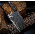 Couteau de chef forgé à la main – lame large et manche en bois