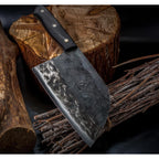 Couteau de chef forgé à la main – lame large et manche en bois