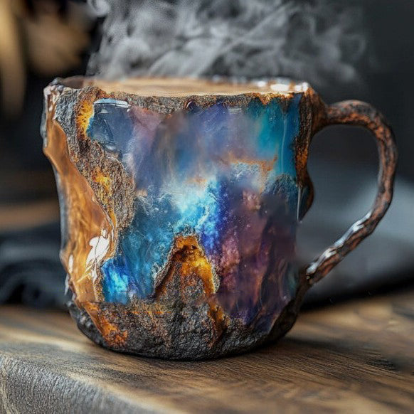 Tasse à café aspect minéral – façonnée à la main, isolante et passe au micro-ondes