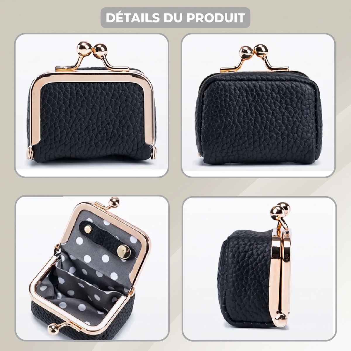 Boîte à bijoux de voyage – cuir grainé, fermoir à clip et intérieur compartimenté