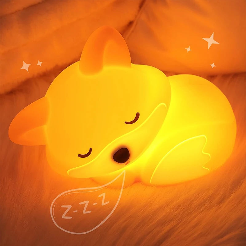 Veilleuse renard en silicone – rechargeable, minuterie et intensité réglable