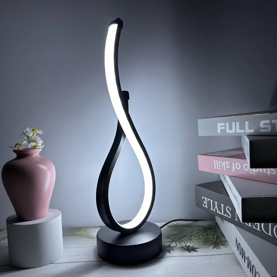 Lampe de chevet LED courbée – trois teintes et intensité réglable