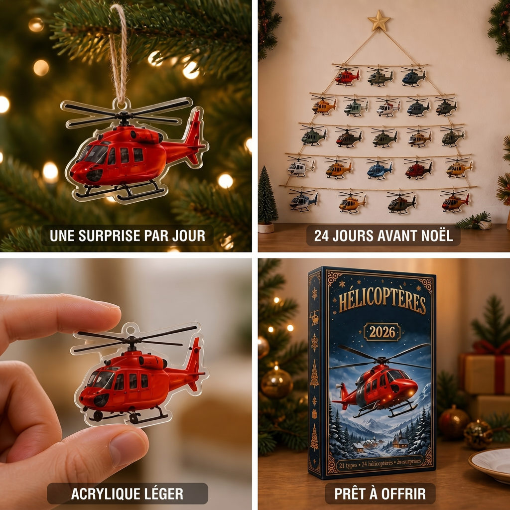 Calendrier de l'avent avions – 24 ornements en acrylique à suspendre, trois modèles