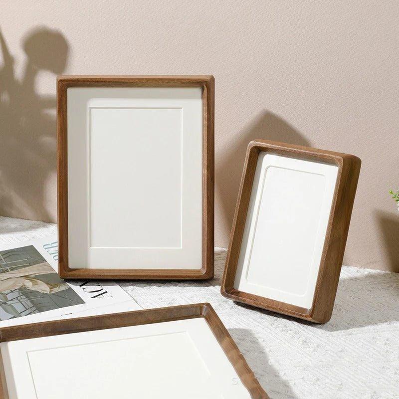Cadre photo en bois à angles arrondis – à poser ou à suspendre, cinq formats
