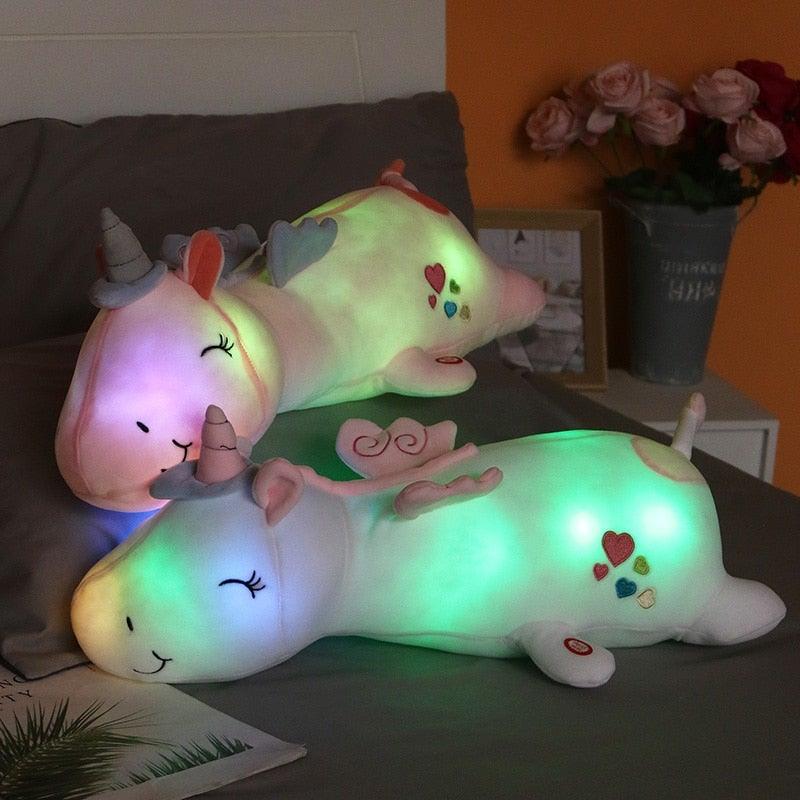 Peluche licorne lumineuse – LED multicolores et rembourrage velours