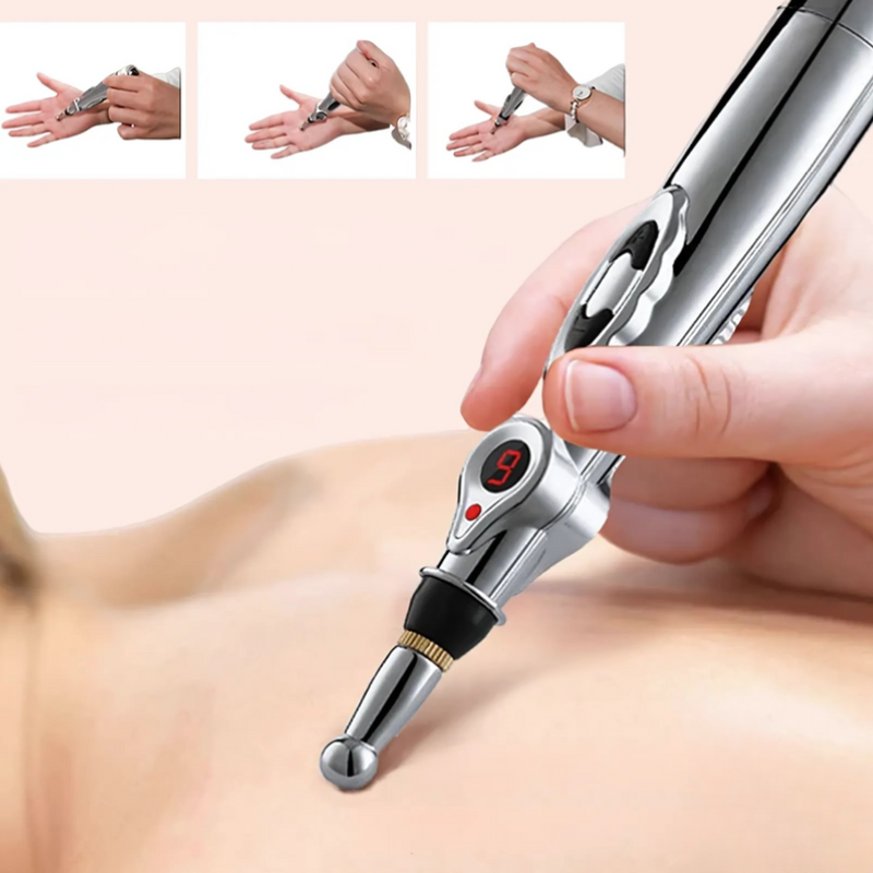 Stylo de massage électrique à impulsions – tête boule, intensité réglable sur écran