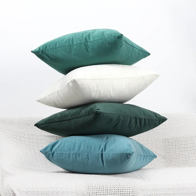 Housse de coussin en velours uni – fermeture invisible, huit coloris