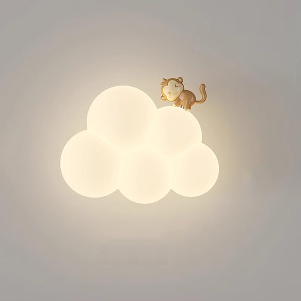 Applique murale nuage pour chambre d'enfant – veilleuse LED avec figurine