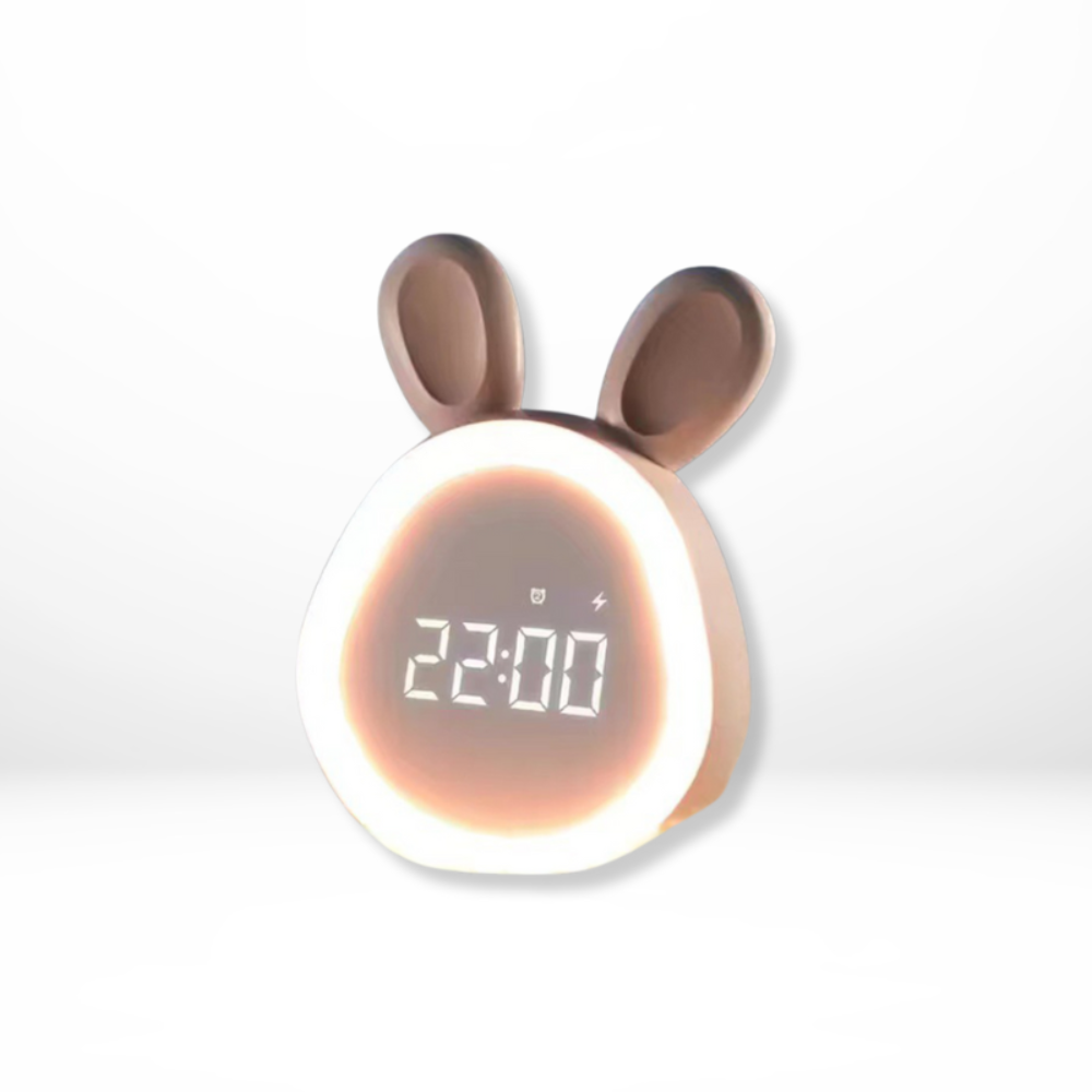 Réveil enfant en forme de lapin – veilleuse LED et alarme douce