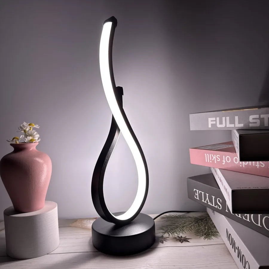 Lampe de chevet LED courbée – trois teintes et intensité réglable