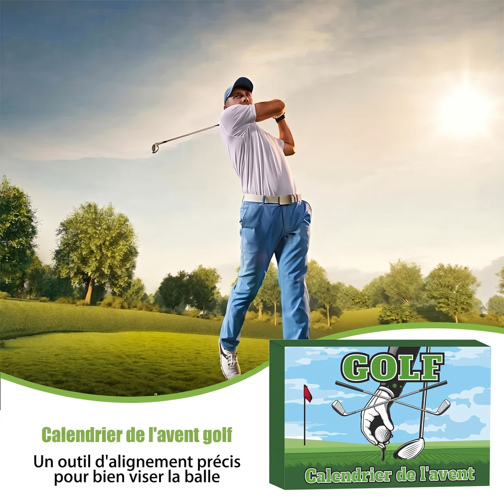 Calendrier de l'avent golf – 24 accessoires avec serviette, manchettes et chaussettes