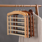Cintre à pantalons 5 barres – bois et métal, crochet pivotant