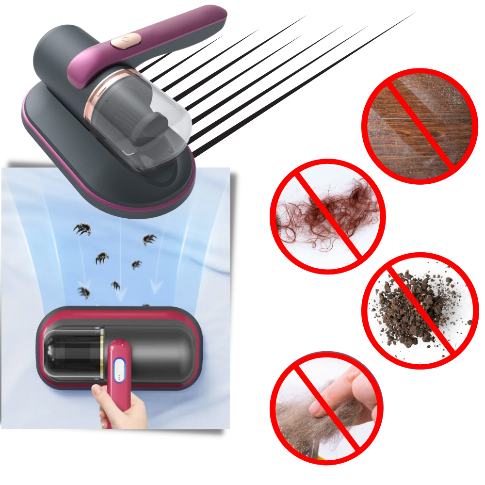 Aspirateur anti-acariens sans fil – lampe UV-C, brosse rotative et tapotement