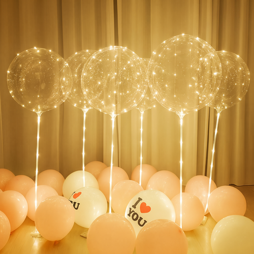 Ballon lumineux à LED transparent – lot de 5 avec guirlande blanc chaud, réutilisable