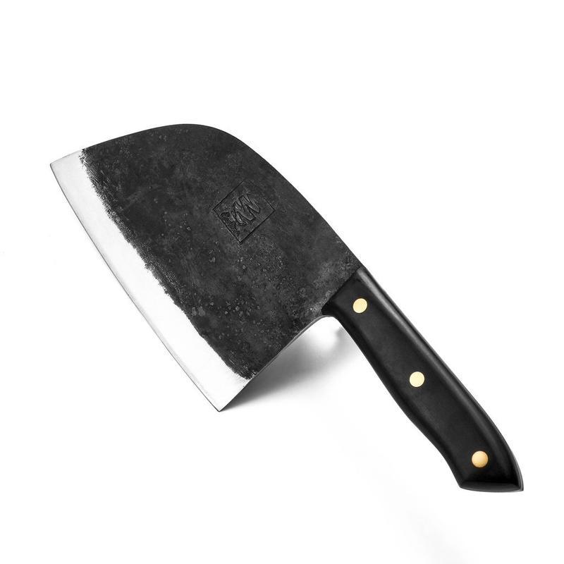 Couteau de chef forgé à la main – lame large et manche en bois