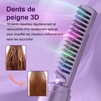 Peigne lissant chauffant sans fil – dents céramique, capuchon de protection