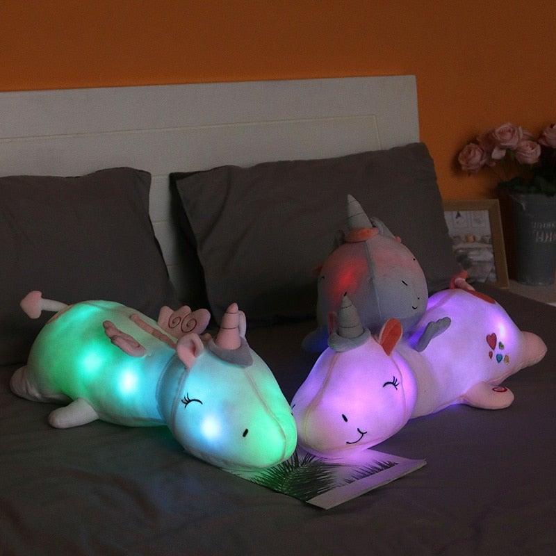 Peluche licorne lumineuse – LED multicolores et rembourrage velours