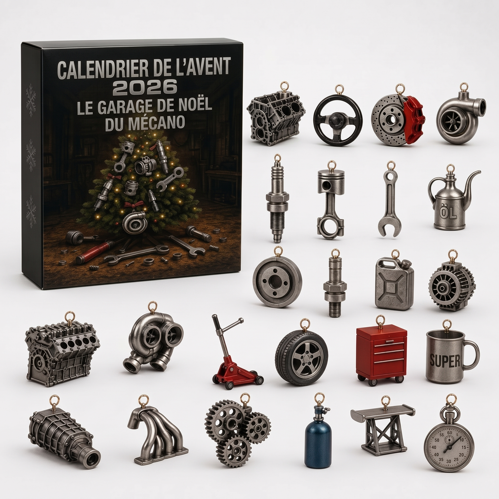 Calendrier de l'avent mécanique – 24 miniatures de pièces auto et d'outils de garage