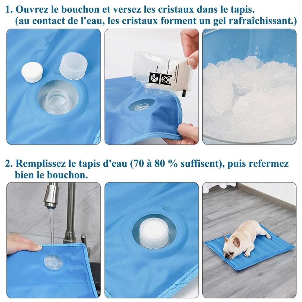 Tapis rafraîchissant pour chien – à remplir d'eau, pliable