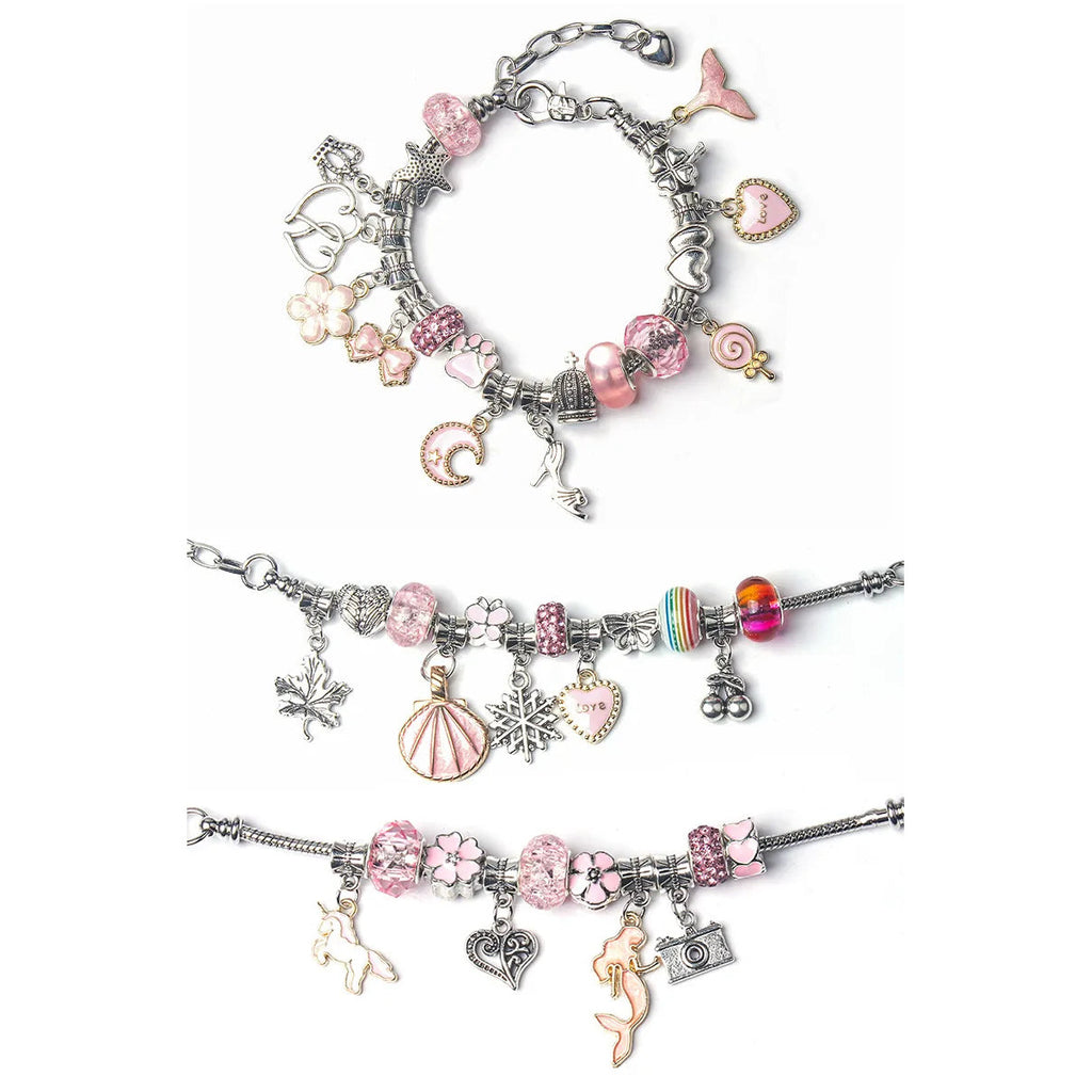 Kit de bracelets à composer – 3 bracelets, 60 perles et breloques, coffret inclus