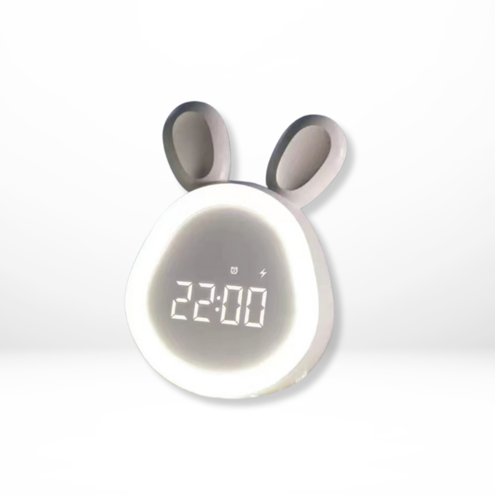 Réveil enfant en forme de lapin – veilleuse LED et alarme douce
