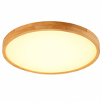 Plafonnier LED en bois – cercle au profil très fin, blanc chaud, blanc froid ou variable