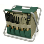 Kit d'outils de jardinage avec tabouret pliant – sac de rangement et six outils à main