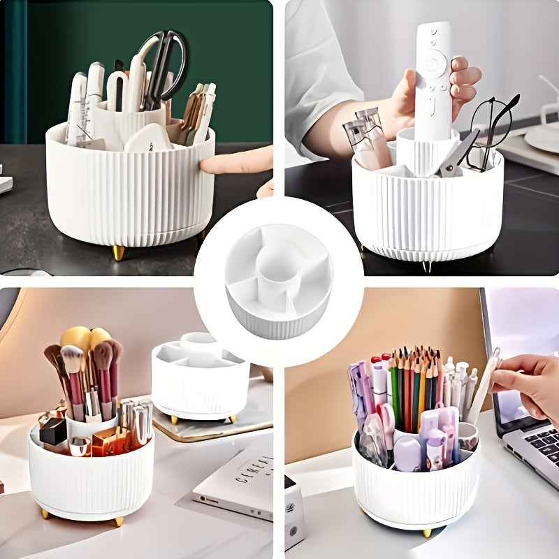Rangement maquillage rotatif – cinq compartiments et base pivotante