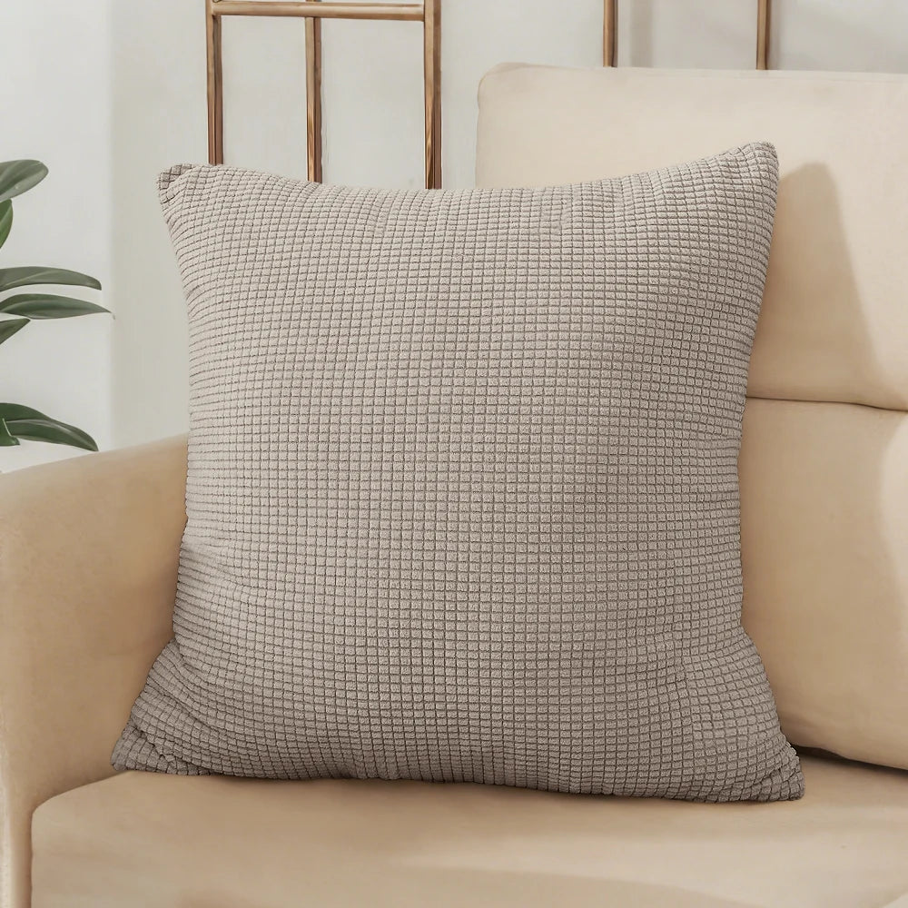 Housse de coussin jacquard gaufrée – relief tissé, fermeture invisible