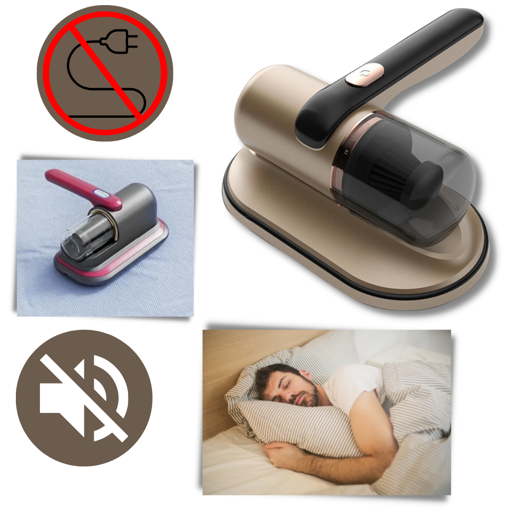 Aspirateur anti-acariens sans fil – lampe UV-C, brosse rotative et tapotement