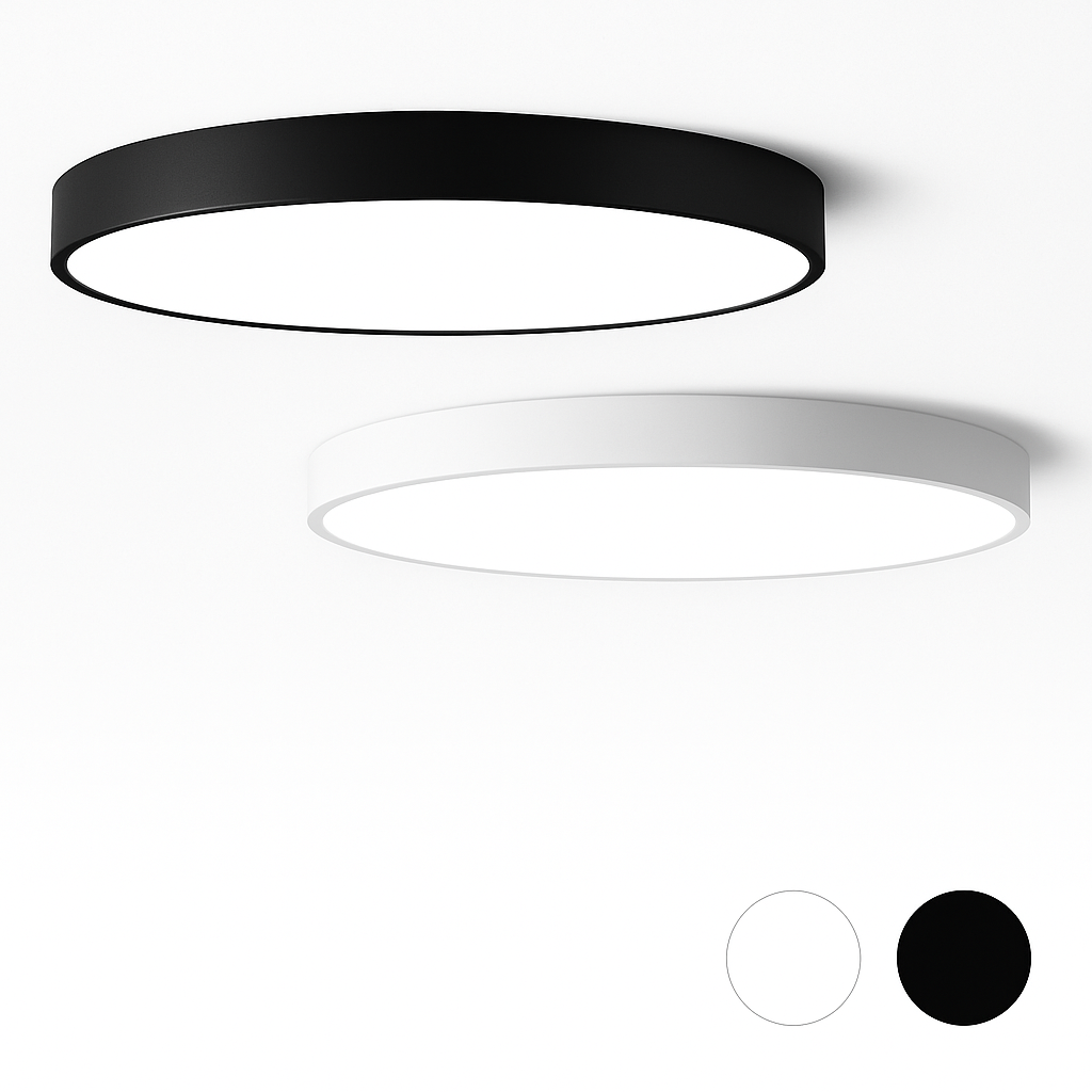 Plafonnier LED rond et extra plat – diffuseur en verre dépoli, montage semi-encastré