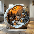 Décoration de Noël en acrylique – paysage enneigé sur socle